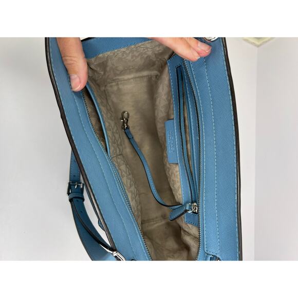 Michael Kors Selma Medium TZ Satchel in Steel Blue/Sky/Navy - Picture 10 of 16